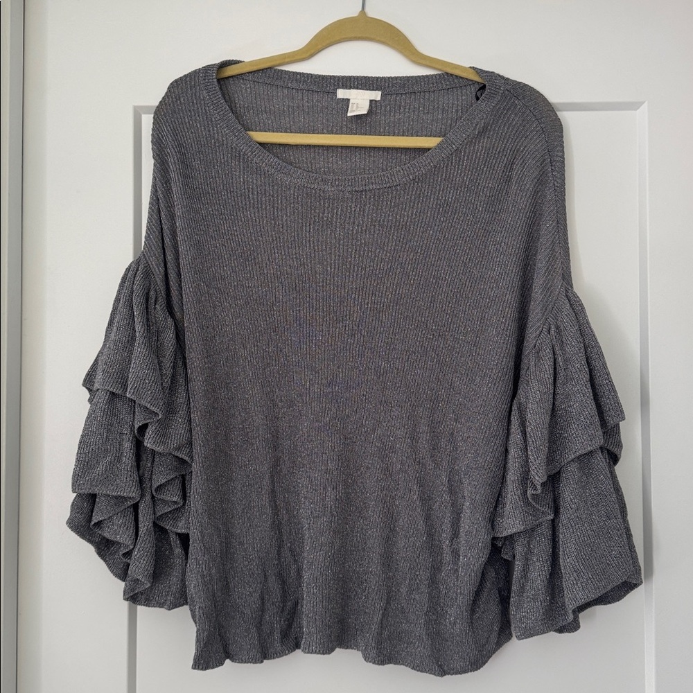 H&M Metallic Gray Knit Sweater